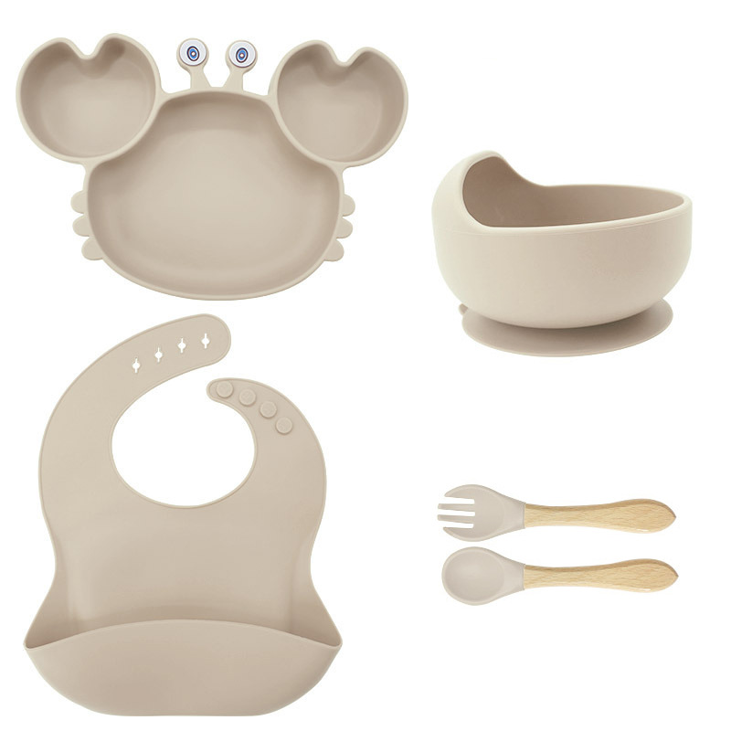 Picture of Baby silicone tableware crab plate suit food supplement bowl bib food grade tableware suit factory direct supply cross-border