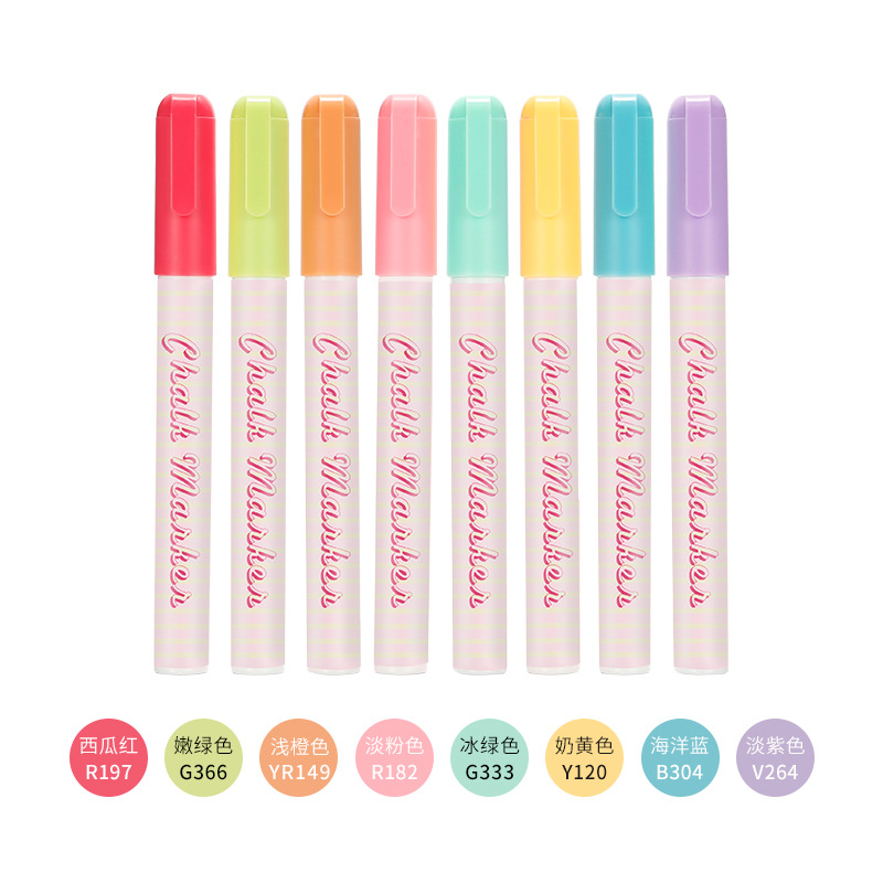 Picture of Somachi Erasable Pen Macaron 8-Color Liquid Chalk Set Kidsren's Graffiti Erasable Blackboard Advertising Marker Pen