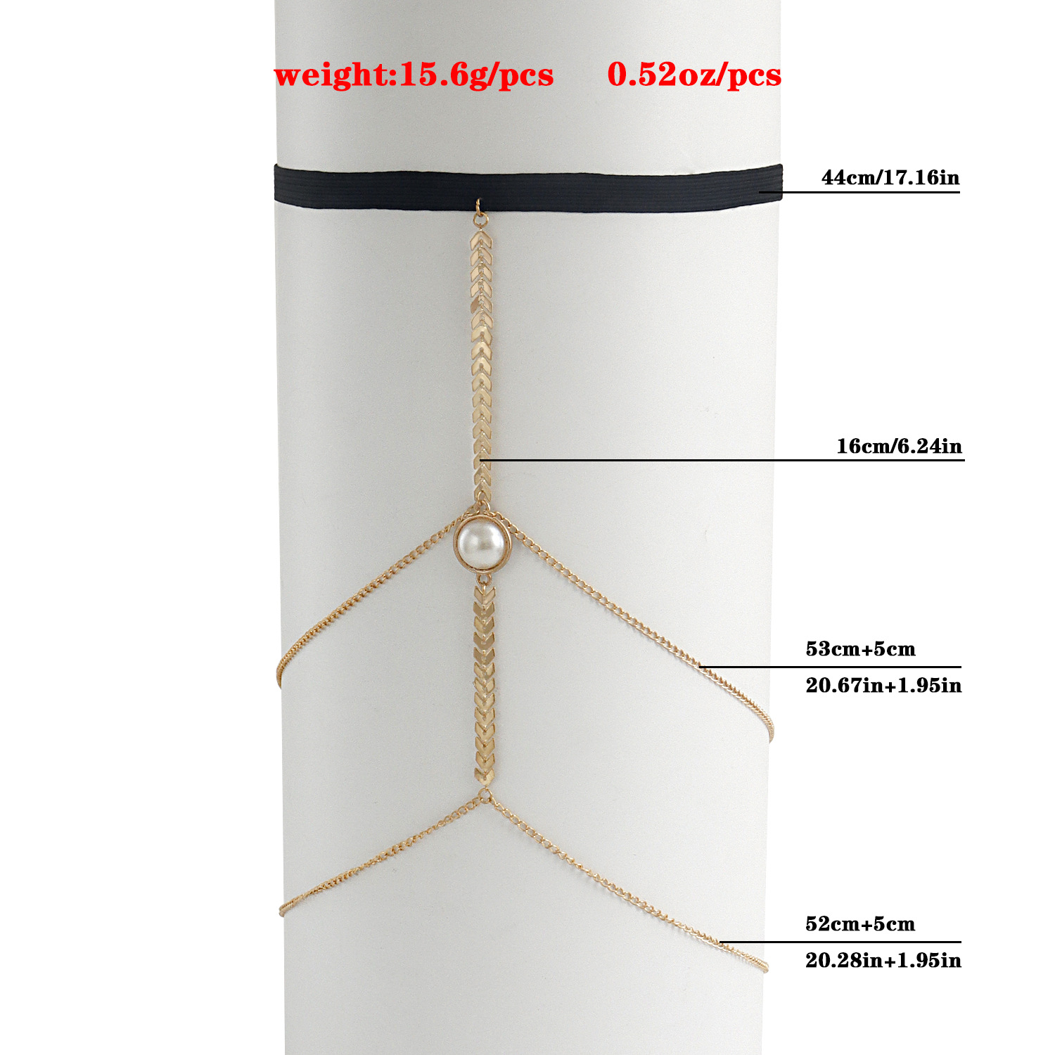 Picture of European and American style sexy elastic belt aircraft chain beach leg ring body chain simple multi-layer Pearl tassel thigh chain