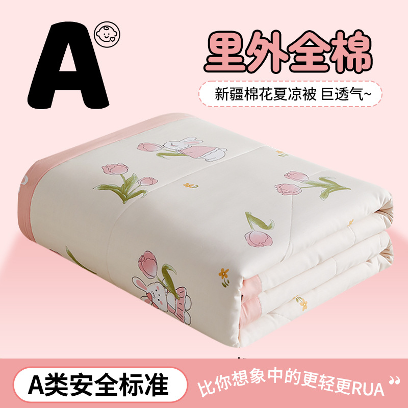 Picture of Class a small fresh cotton summer cool quilt four-piece summer cotton air conditioning quilt student dormitory summer quilt quilt core ~