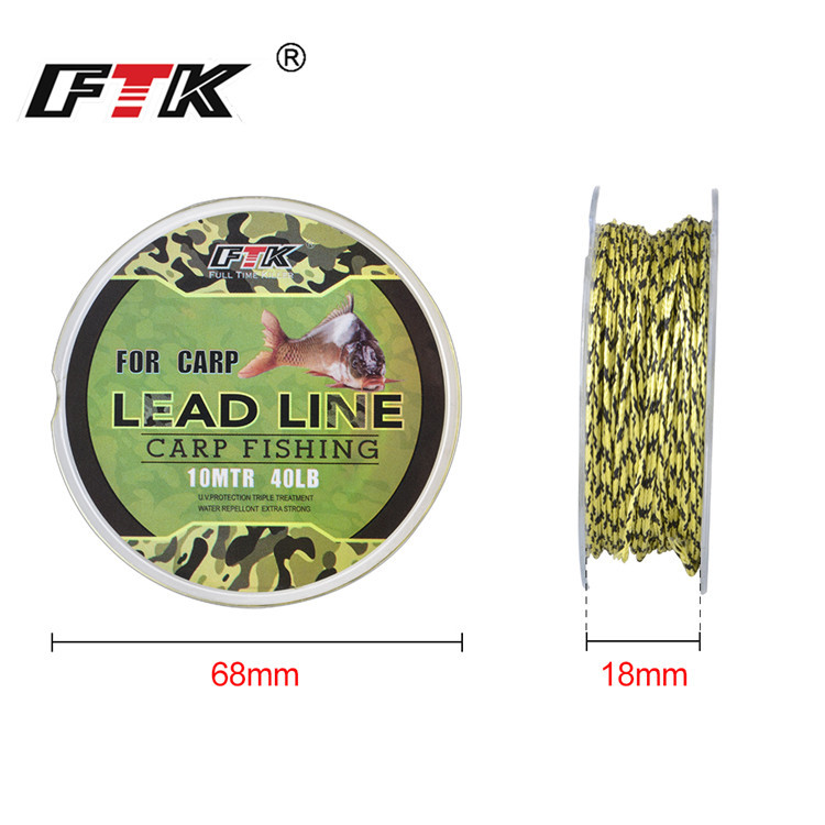 Ftk Lead-Coated Line 12-Braid Pe Line Carp Fishing Line 10m Carp Tied Line European-Style Roni Fishing Group Lead-Containing Cross-Border Wholesale