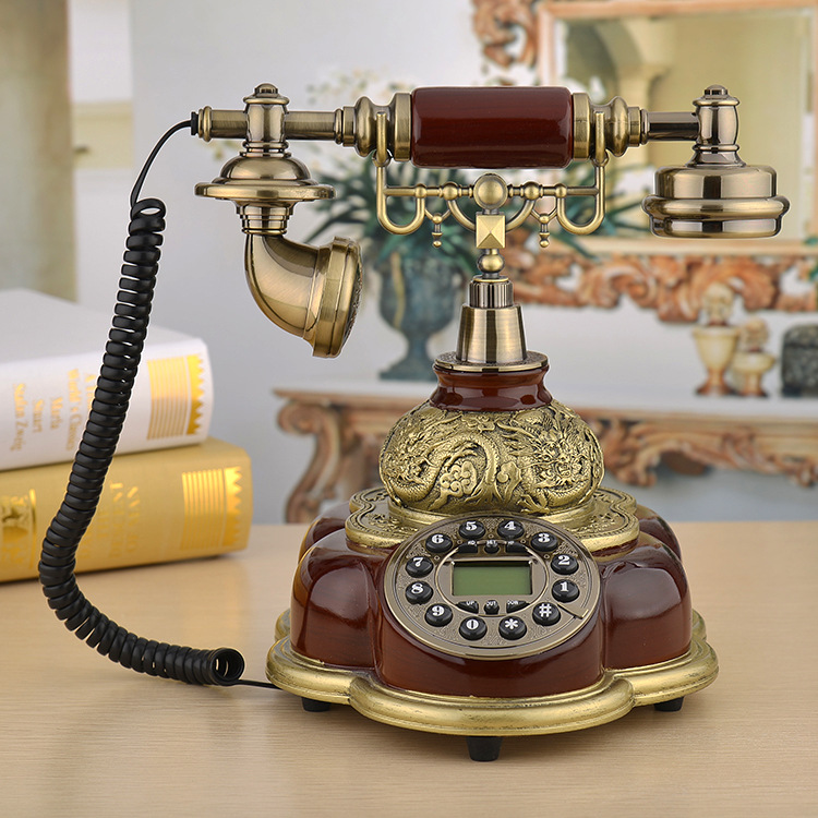 European-style retro wood-like home telephone old-fashioned creative fashion antique telephone landline cross-border e-commerce