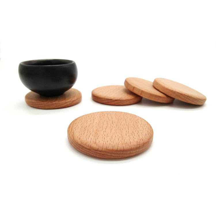 Picture of Creative Wooden Coaster Logo Engraved Fixed Wooden Tea Tray Cup Holder Tea Mat Wooden Tea Holder Japanese Heat Insulation Mat
