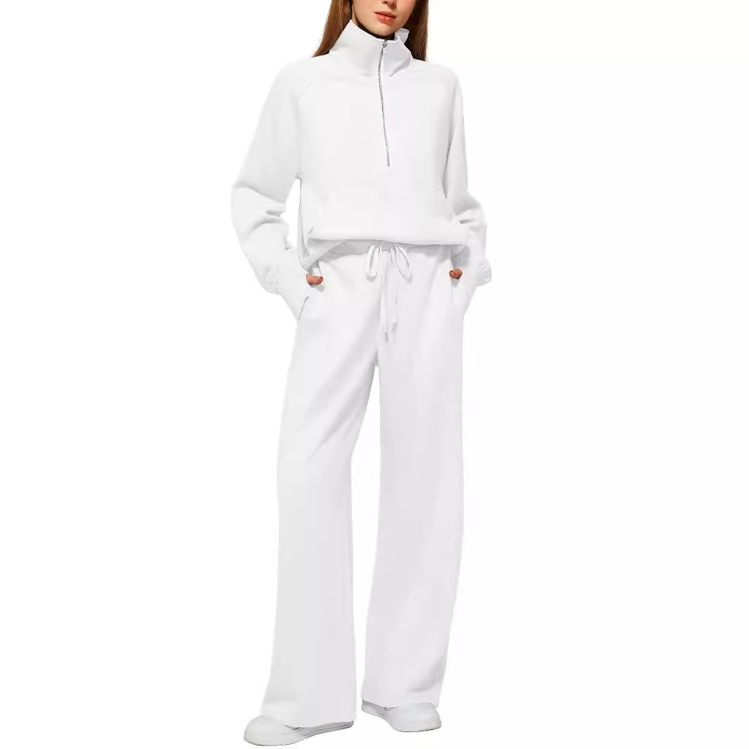 Picture of 2025 European and American Amazon European and American Style Two-Piece Oversized Half-Zip Sweatshirt Wide-Leg Sweatpants Casual Set