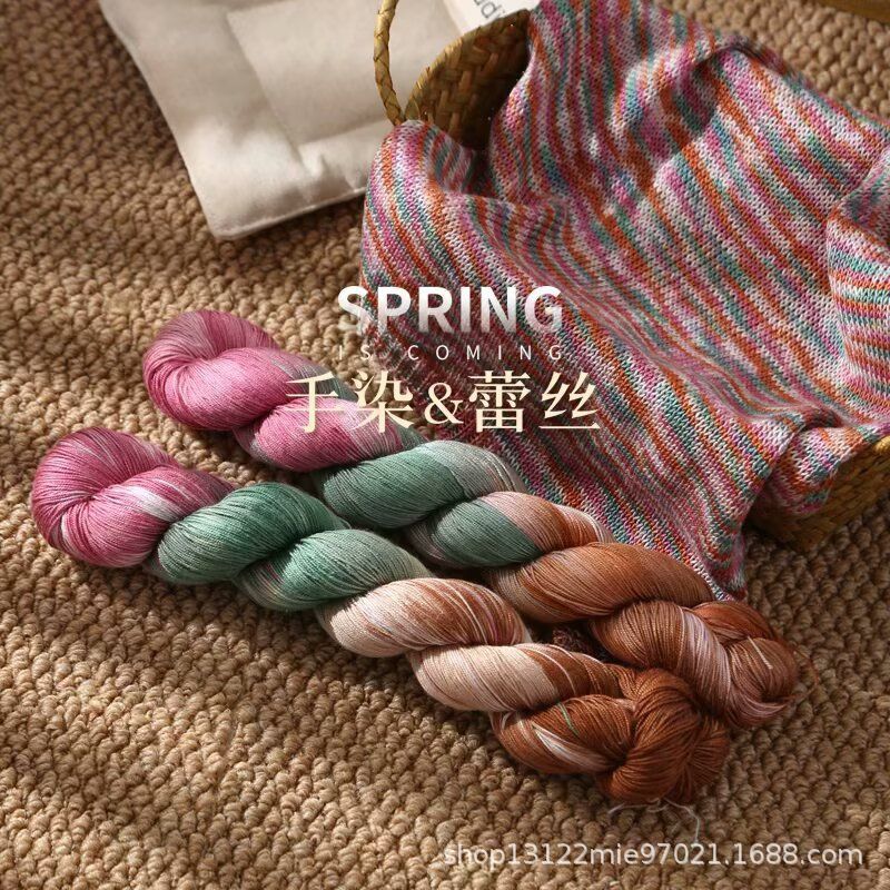 Hand-Dyed Lace Thread Fine Wool Thread, Cross-Border Export Supply 100g Per Roll Hand-Knitted Shawl Scarf Crochet Cotton Thread
