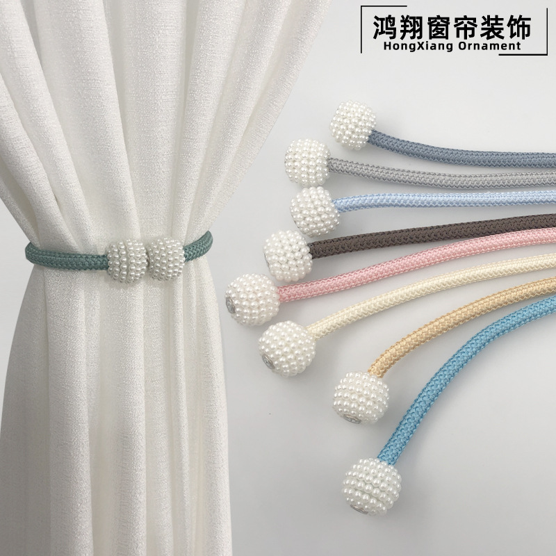 Picture of Cross-border Wholesale Simple High-strength Magnetic Pearl Magnetic Buckle Fabric Storage Lace-up Curtain Magnetic Buckle Curtain Strap