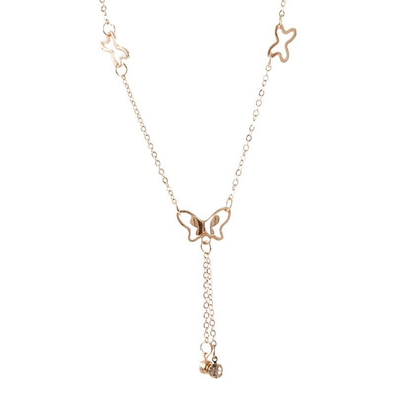 Korean style jewelry temperament butterfly single diamond tassel anklet women's South Korea fashion accessories