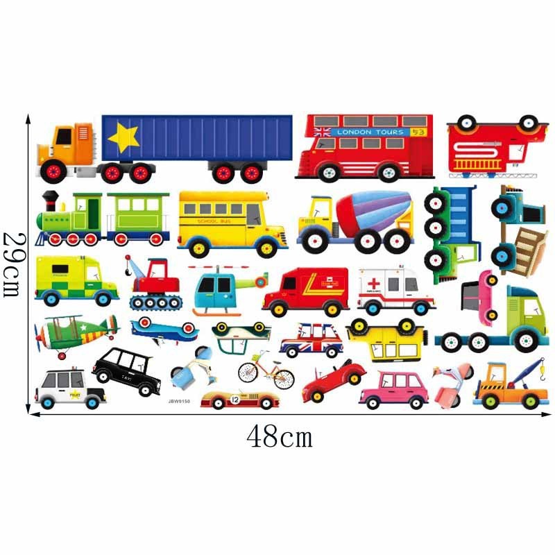 Picture of Cartoon Toy Car Wall Stickers Transportation Children's Room Bedroom Wall Background Decorative Stickers PVC Wall Decorative Stickers