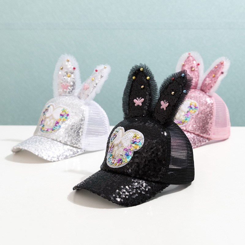 Sequin Mimi Head Children's Net Cap Summer New Children's Cap Cartoon Children's Hat Breathable Sun Hat 3-8 Years Old