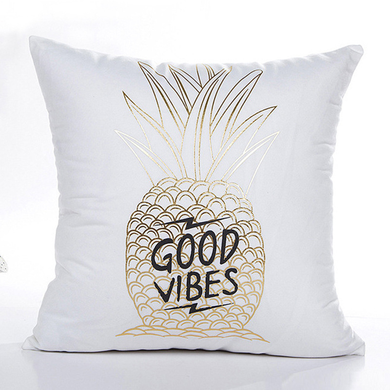 Picture of Cross-border Amazon New Geometric Bronzing Proverbs Super Soft Short Plush Pillow Bedroom Sofa Removable and Washable Cushion Cover