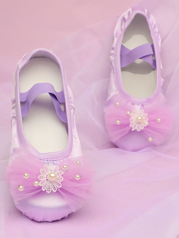 Fresh and Simple Girls' Dance Shoes Korean Style Practice Shoes Children's Ballet Shoes Baby Dance Shoes Cute Stage 8072