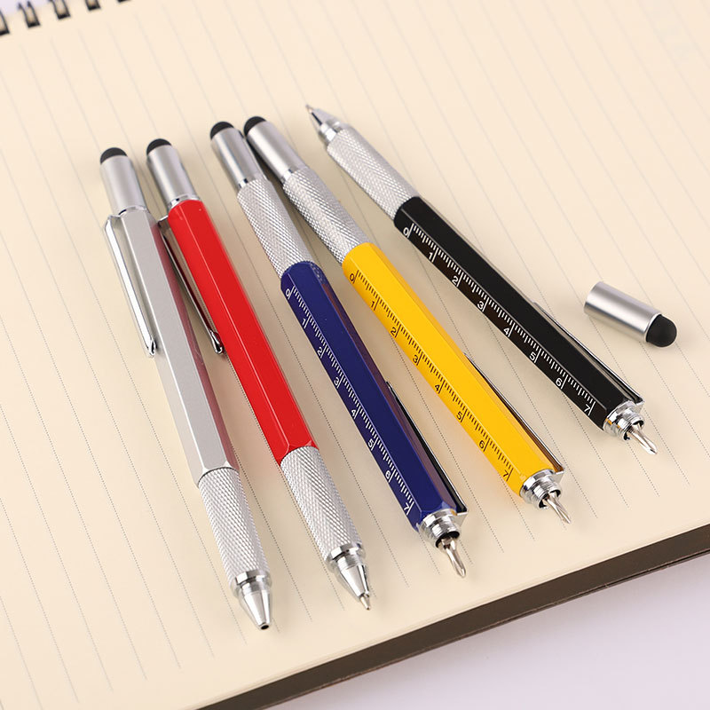 Picture of Factory wholesale ballpoint pen multi-function pen tool pen six-in-one metal pen touch screen pen level meter can be used as logo