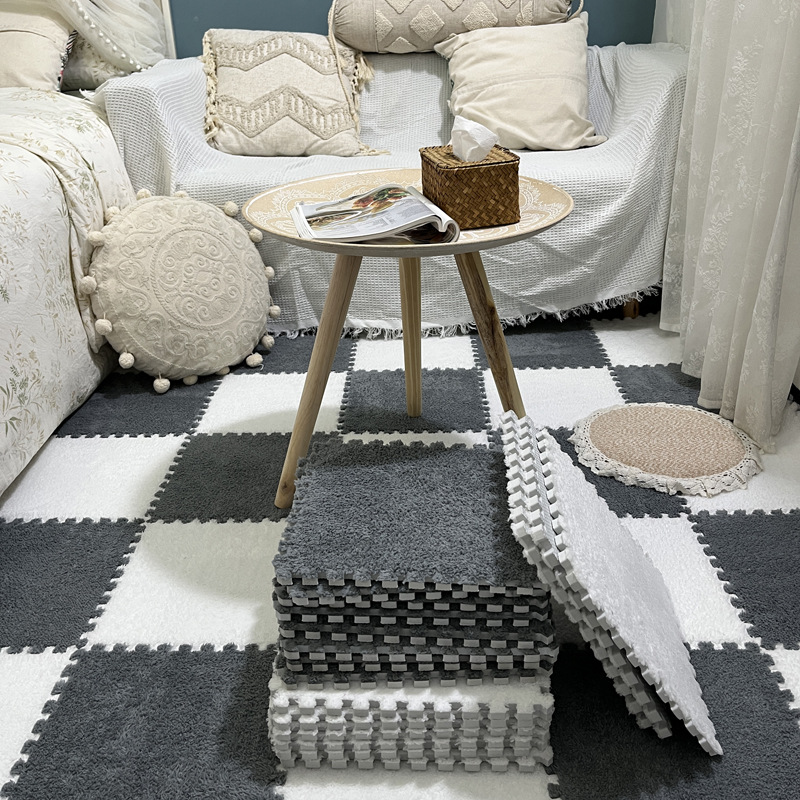 Picture of Plush room stitching carpet bedroom living room 2023 New ins style bedside blanket full floor mat cushion home