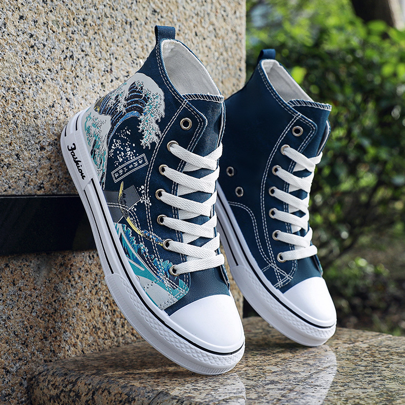 2025 New Autum Men's Canvas Shoes High-Top Shoes Men's Casual Cloth Shoes Trendyy Versatile Fashionable Men's Shoes