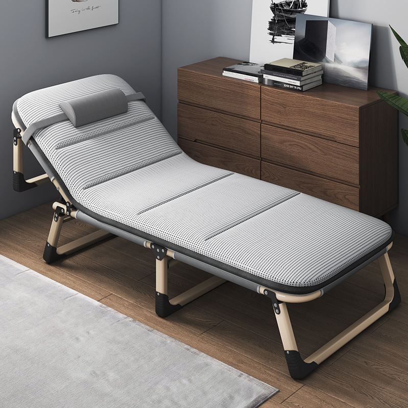 Folding bed, single bed, nap home simple lunch break bed, escort portable multi-functional marching bed, office recliner
