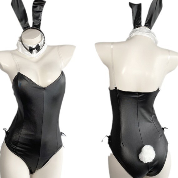 Picture of Sexy Underwear Sexy Patent Leather Tube-Buckle Rabbit Ji Hidden Buckle Uniform Abstinence Strap Side Bunny Girl Conjoined suit