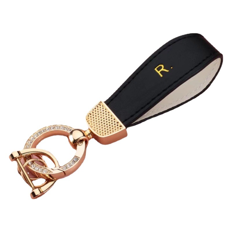 High-end car key chain Korean R letter diamond lovers exclusive key chain LOGO small merchandise