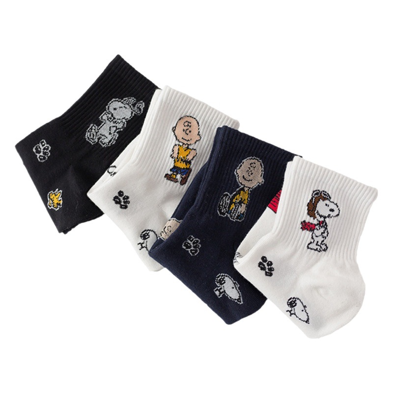 Spring and Summer New Snoopy Socks Women's Mid-length Socks ins Japanese Style Cute Cartoon Cotton Socks Casual Men's Thin Stockings