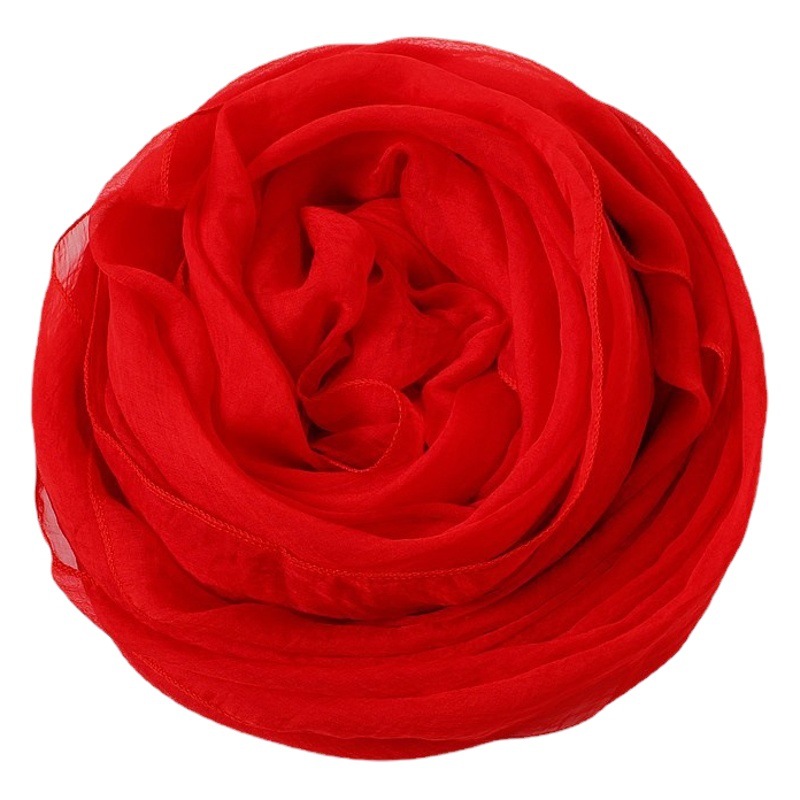 Summer New Fashion Brilliant Multicolor Scarf Women's Solid Color Chiffon Simulation Silk Scarf Sunscreen Scarf Long Shawl