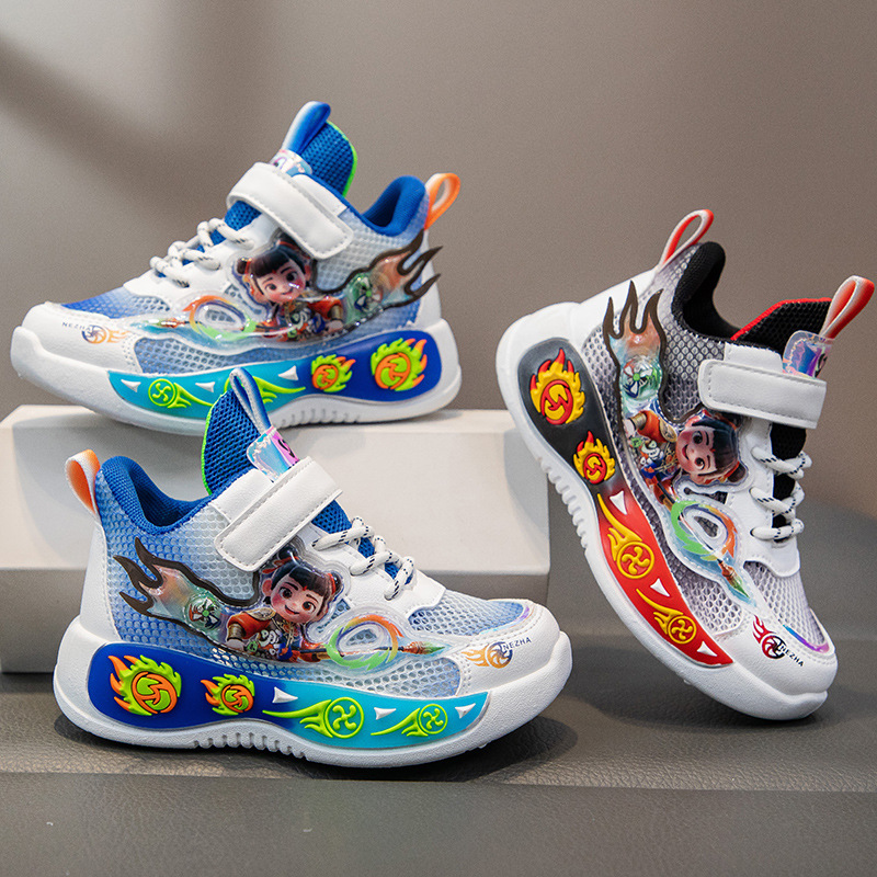 Children's Mesh Shoes Boys sneaker Summer New Breathable Single Mesh Torre Shoes Cartoon Soft Sole Little Boy Basketball Shoes
