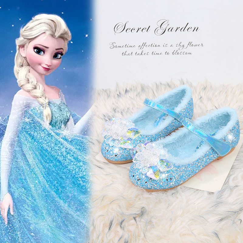Picture of Girls' Cotton Shoes Children's Princess Shoes 2024 Spring New Fashion Warm Fur Aisha Crystal Small Leather Children's Shoes