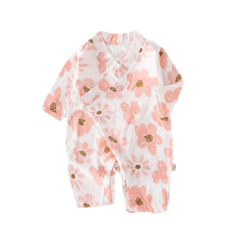 Picture of Baby's Gauze One-piece Suit Baby's Summer Ultra-thin Long-sleeved Pure Cotton Harper Children's Summer Air-conditioning Suit Newborn Climbing Suit