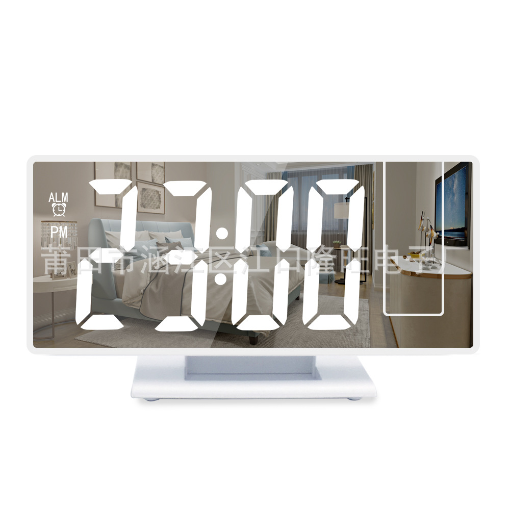 Picture of Amazon mirror multi-function LED projection clock student silent color screen desk clock electronic digital smart alarm clock