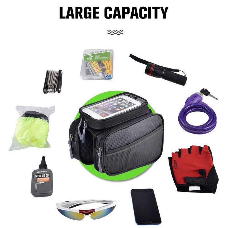 Picture of Bicycle Front Beam Bag Mountain Bike Large Capacity Waterproof Mobile Phone Beam Hanging Bag Cycling Equipment