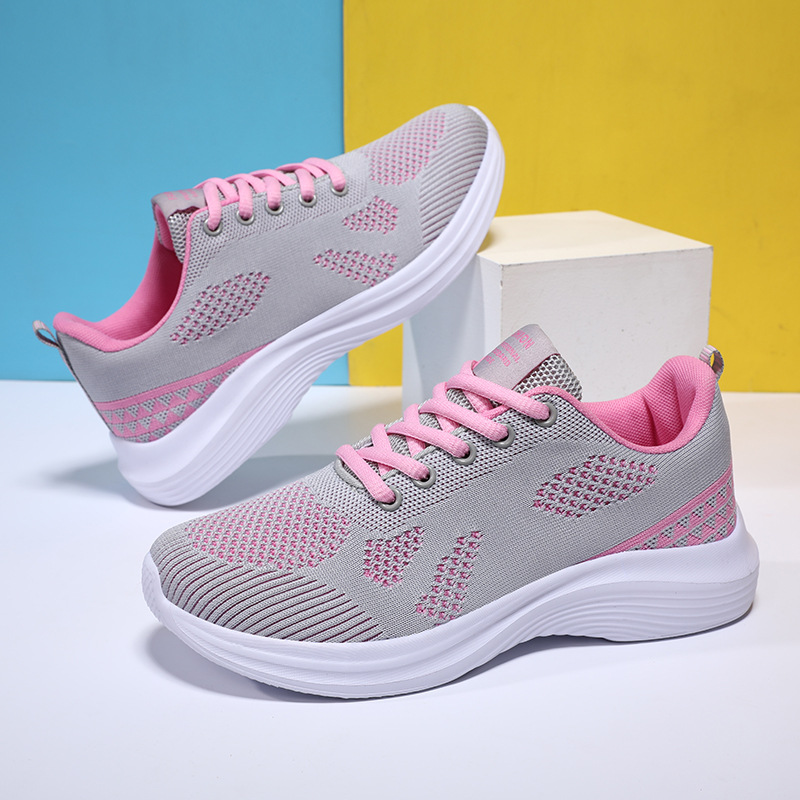 Jinjiang Sports Women's Shoes Factory Direct Sales Spring and Summer New Mesh Breathable Casual Running Shoes Women's Ultra-Light Non-Slip Shock Absorption