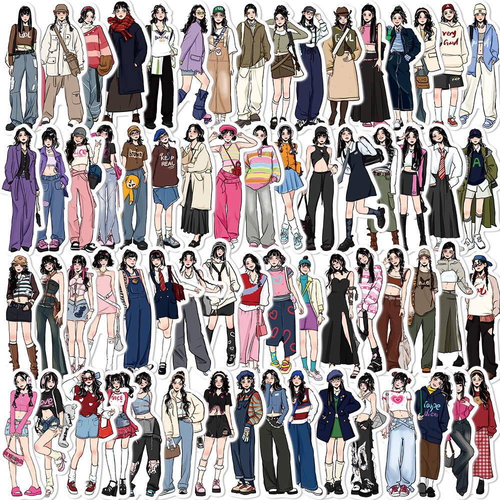 65 original modern girls wear graffiti stickers decorative guitar luggage DIY creative waterproof stickers wholesale