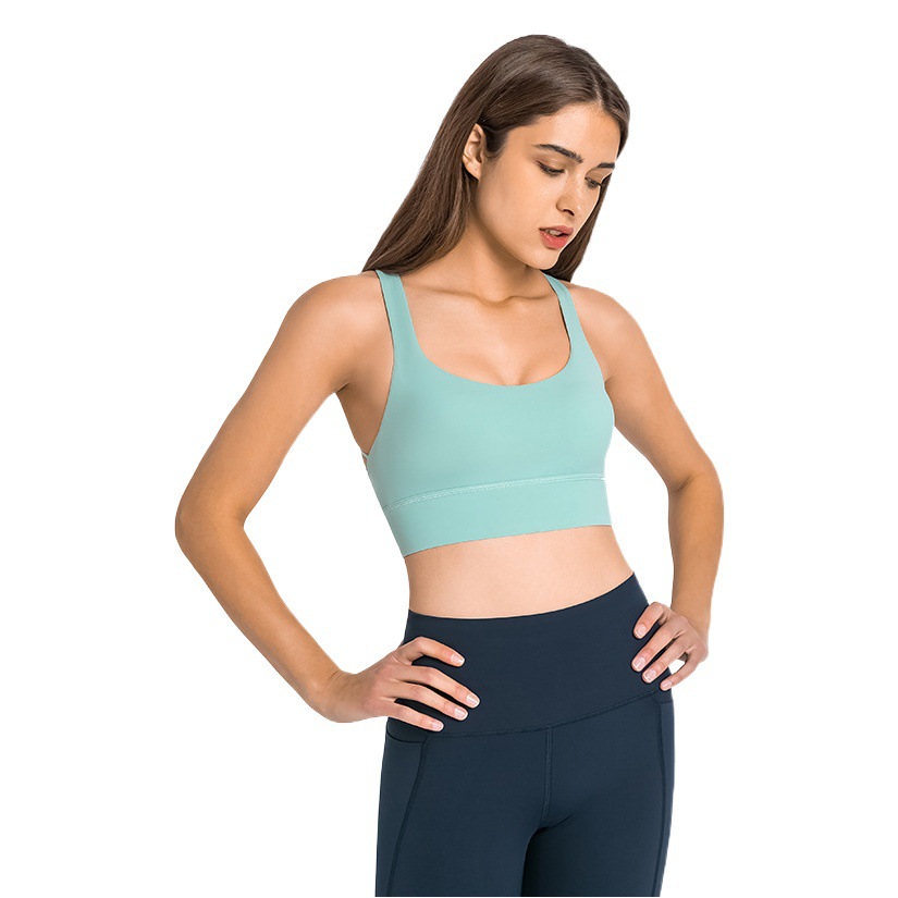 One-piece delivery New widened hem sports bra wireless thin strap cross beauty back yoga fitness underwear