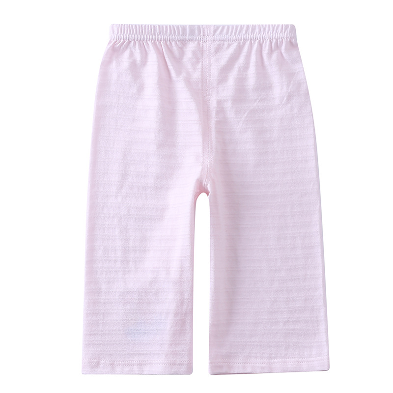 Picture of Bamboo Cotton Kidsren's Cropped Pants for Boys and Girls 100 Cotton Thin Loose Pants Home Bottoming Pajamas 2-Pack