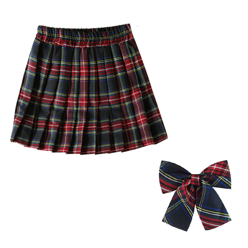 Picture of Girls' skirt children's clothing Korean style new preppy style children's short skirt class clothes plaid skirt medium and large children's pleated skirt