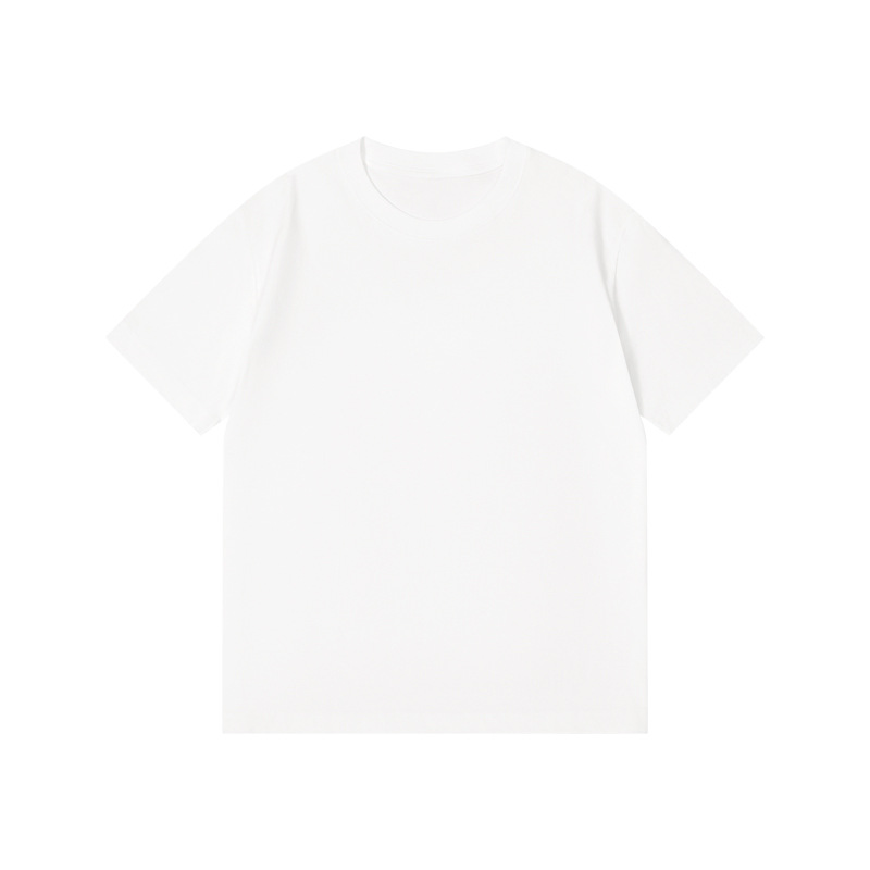 Picture of Japanese Style 230g Pure Cotton Short-Sleeved T-Shirt Women's Right Shoulder Round Neck Top Pure Color Half-Sleeved Bottoming Shirt Clothes Men's Wholesale