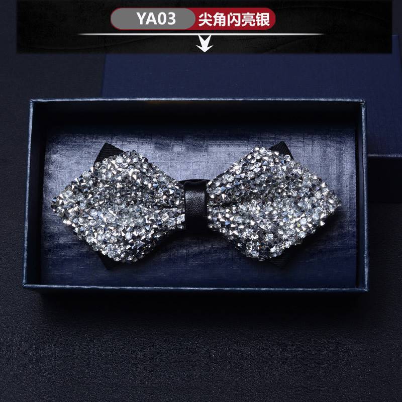 Picture of Pointed Boxer Bow Tie Men's Wedding Wedding Bridegroom Shirt Brothers British 3D Crystal Fashion Wine Red