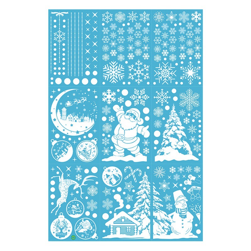 2025 Cross-Border Christmas Electrostatic Window Stickers Window Glass Door Stickers White Snowflake Hanging Ball Elk Christmas Tree Stickers