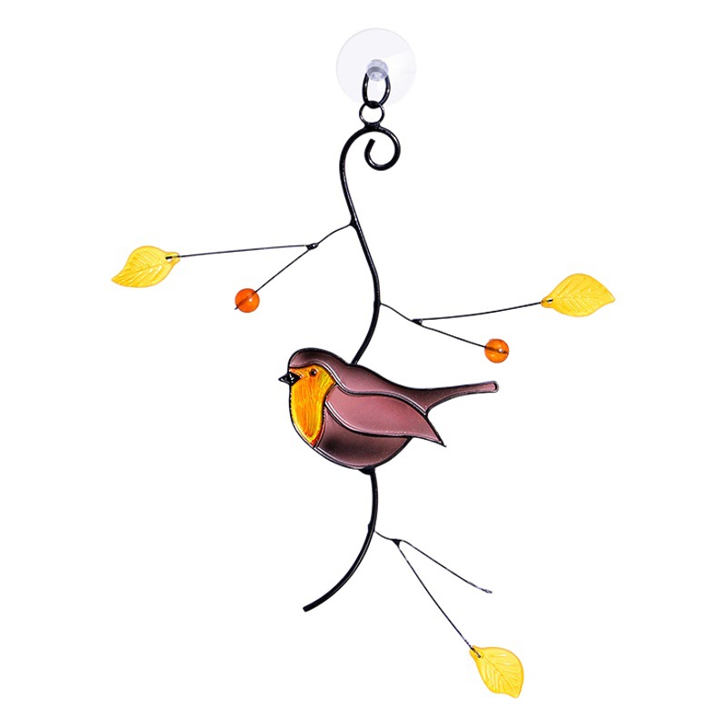 Cross-border New Spring Bird Group Alloy Crafts Color Window Art Pendant Wall Decoration Cute Bird Decoration
