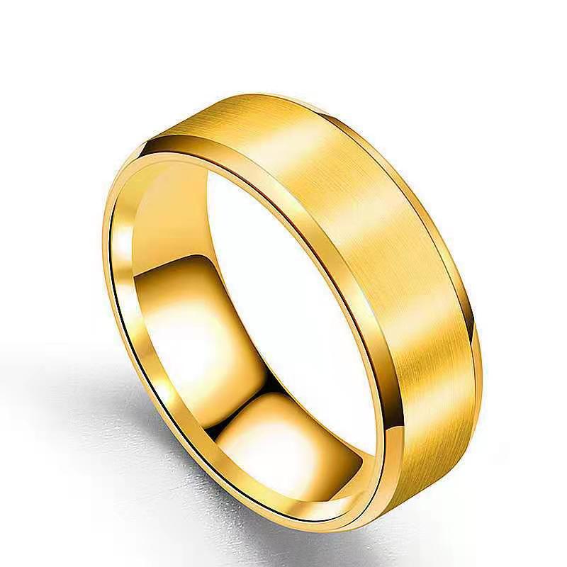 Picture of European and American Popular Stainless Steel Double Bevel Edge Frosted Glossy Ring Titanium Steel Fashion Men's Matte Brushed Wholesale