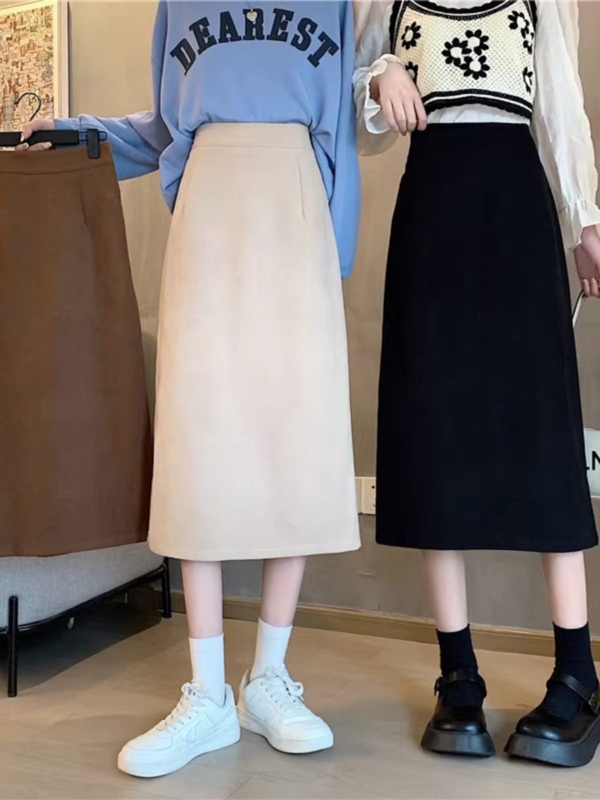 French Style Skirt Women's 2024 Summer New Mid-length Hip Covering A- line Skirt Light Mature High Waist Slimming Hip Skirt