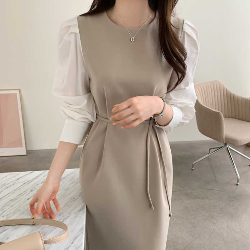 South Korea French Temperament Color Contrast dress