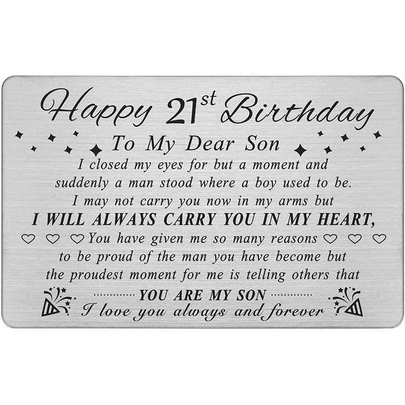 Picture of Cross Border Hot Selling Birthday Cards Gift for Son Personalized Creative Inspirational Stainless Steel Carved Wallet Card