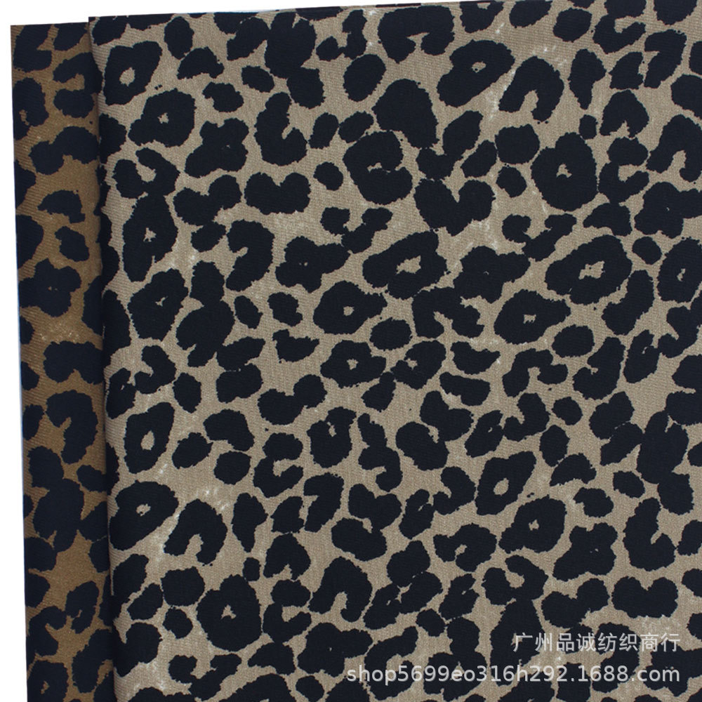 Autumn and winter twill velvet print twill sanding leopard print European and American style women's shirt coat skirt fabric