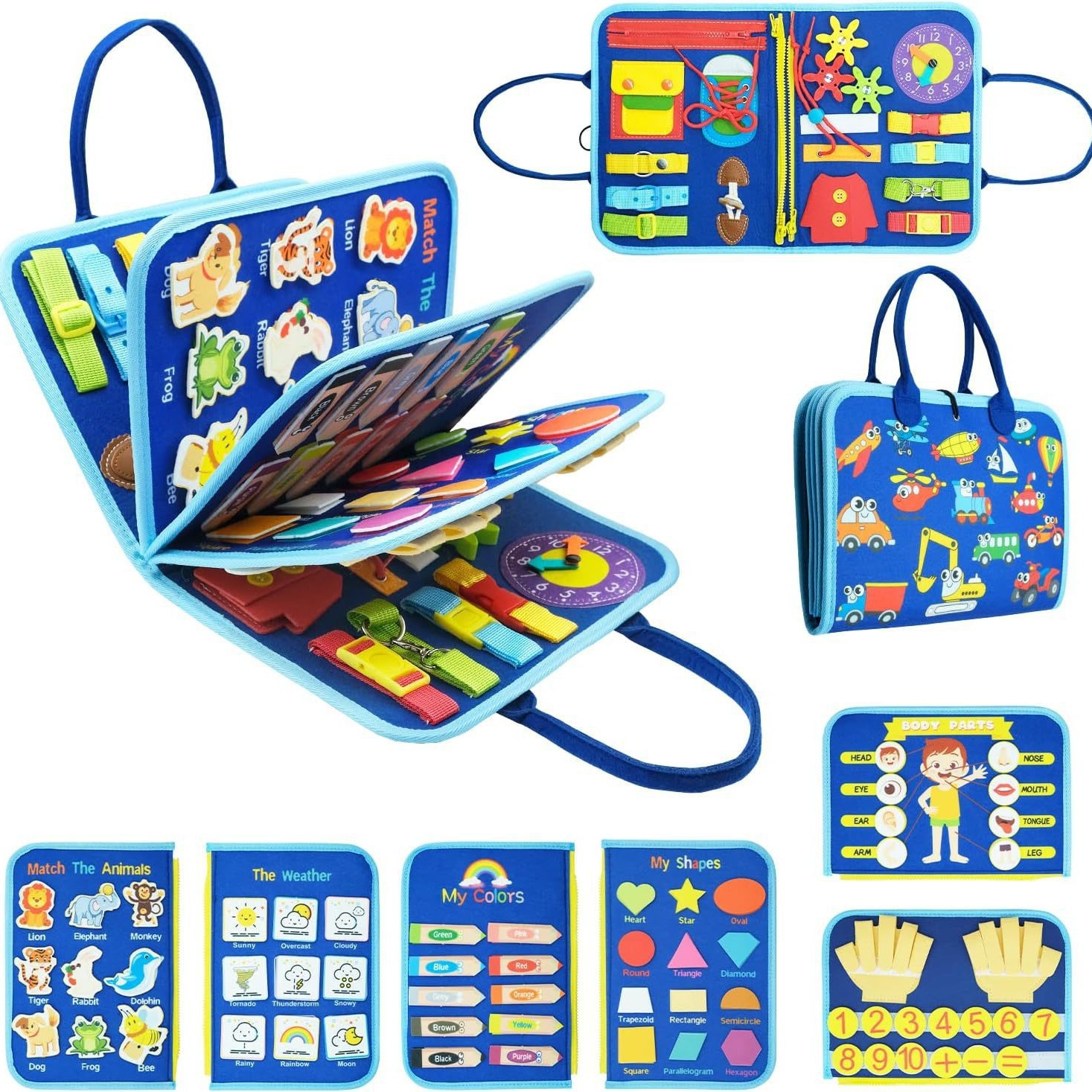 Cross-border Amazon felt busy board early education board children's teaching aids children's toys puzzle board felt learning board
