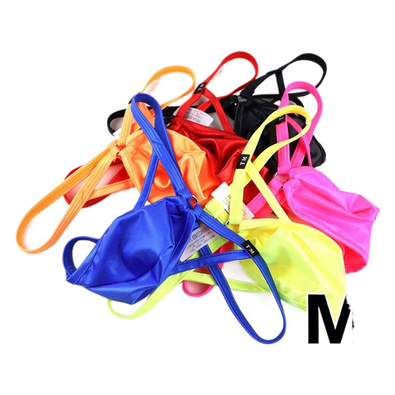 New men's iron ring T-shaped underwear sexy silky men's fashion breathable large bag T-pants wholesale