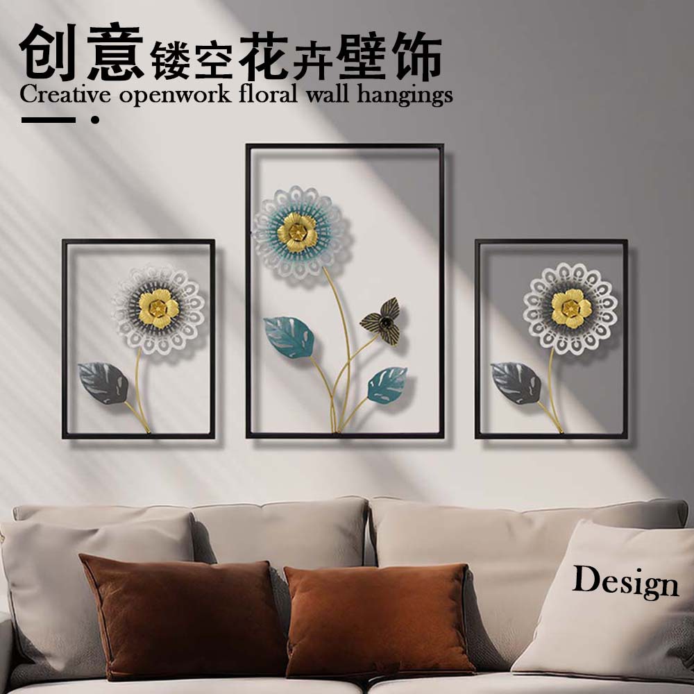 Modern minimalist background wall wall hanging creative iron crafts sunflower living room high-end wall decoration factory wholesale
