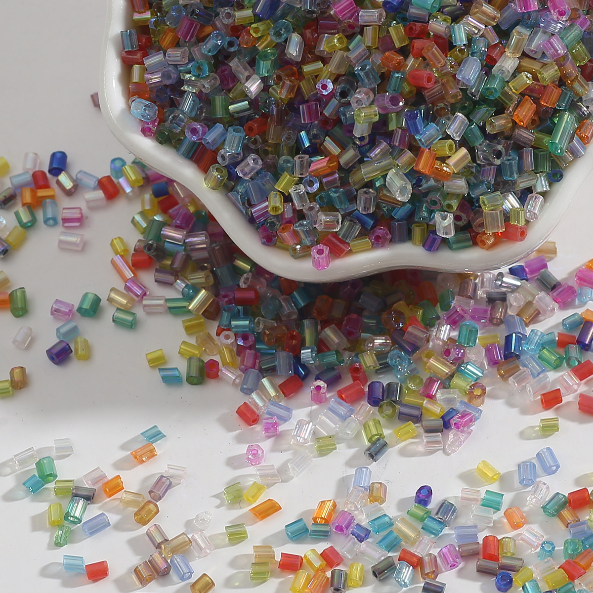 Picture of 2mm magic color H-tube beads hand-sewn beads loose beads diy hand-made color-plated glass rice beads material jewelry accessories wholesale