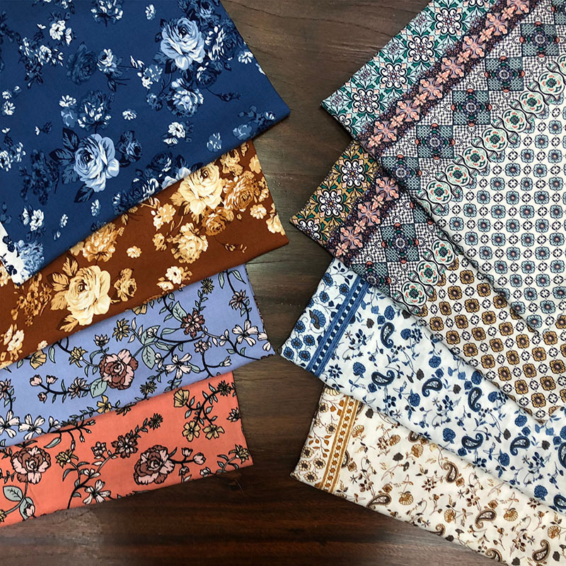Factory spot reactive printing fashion style dress plant printed fabric 3068 plain fabric