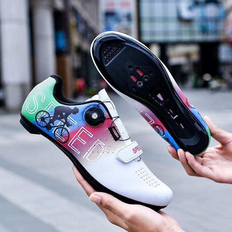 New Road Mountain Bike Lock Shoes White Racing Bicycle Self-Locking Lock-Free Shoes Cycling Shoes Cycling Shoes