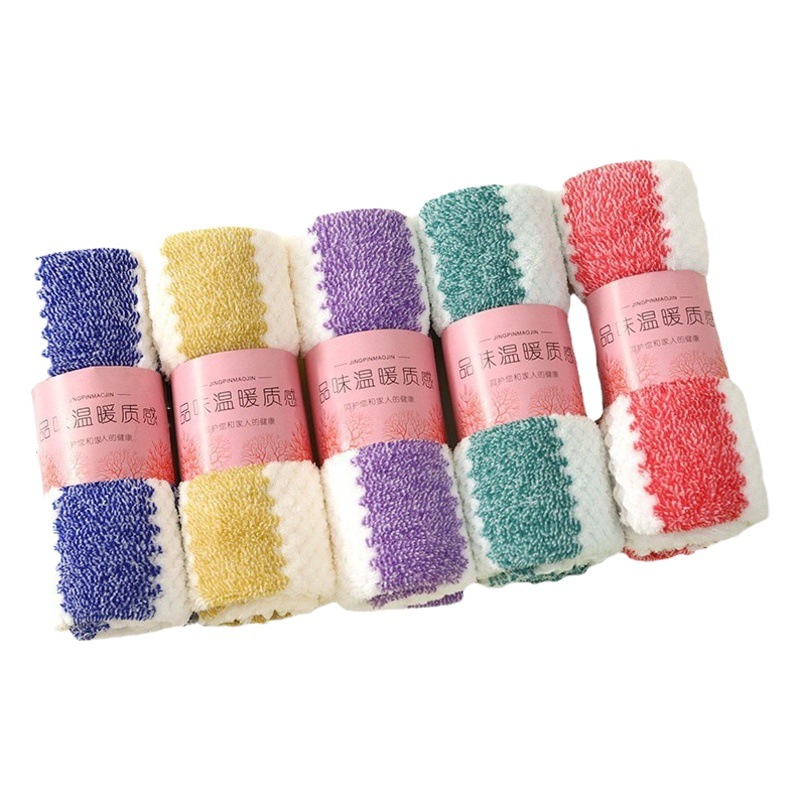 Thickened warp knitted coral fleece towel starry pineapple Plaid towel soft absorbent household face washing gift towel
