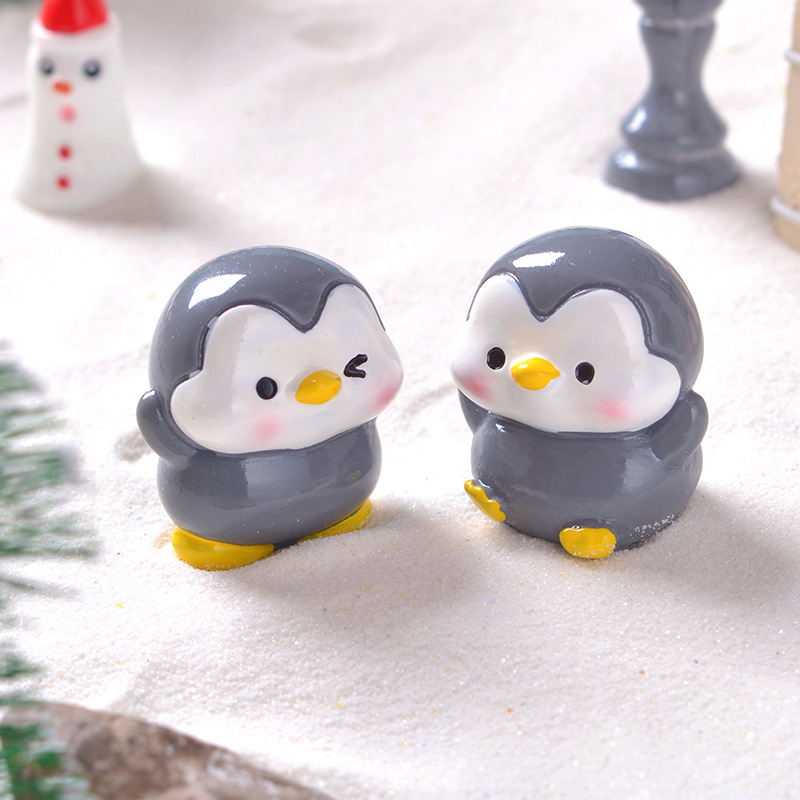 Picture of Cross-Border Cartoon Cute Gray Penguin Micro Landscape Gardening Potted Small Ornaments Cute and Interesting Penguin DIY Gadgets